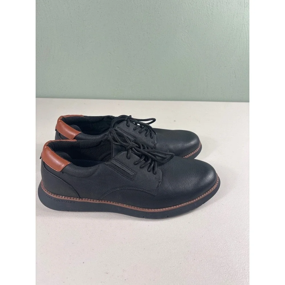 Dr Scholl's Mens Black Leather Lace Up Oxford Dress Shoes Synergy Oxfd Size 10.5